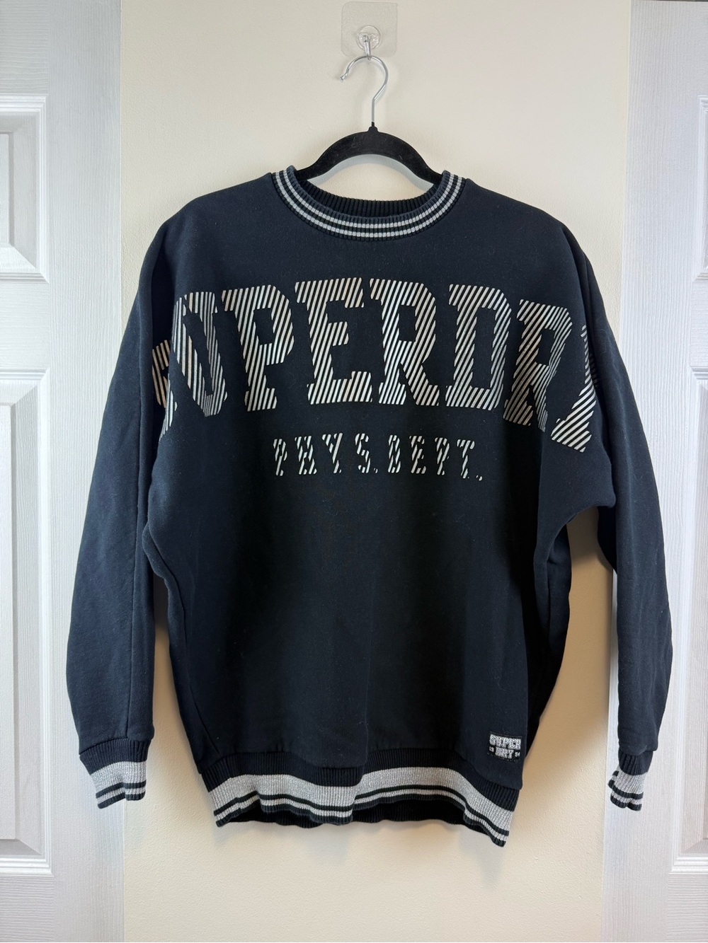 Superdry Ace Metallic Phys Dept Crewneck Sweatshirt Black US 6 S
